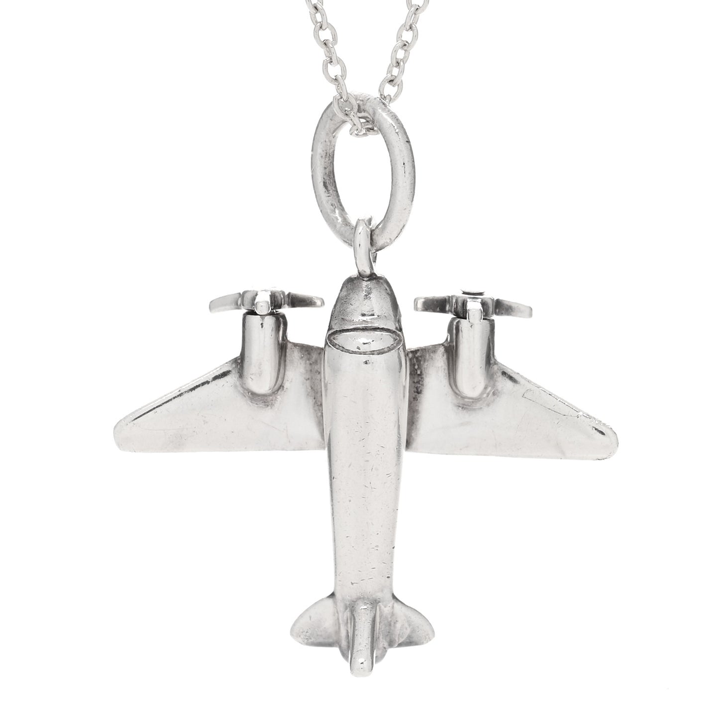 Sterling Silver Airplane Pendant Necklace