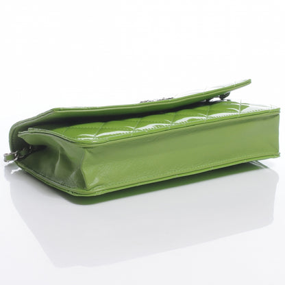 Chanel Patent Quilted Wallet On Chain WOC Lime Green 4 of 9