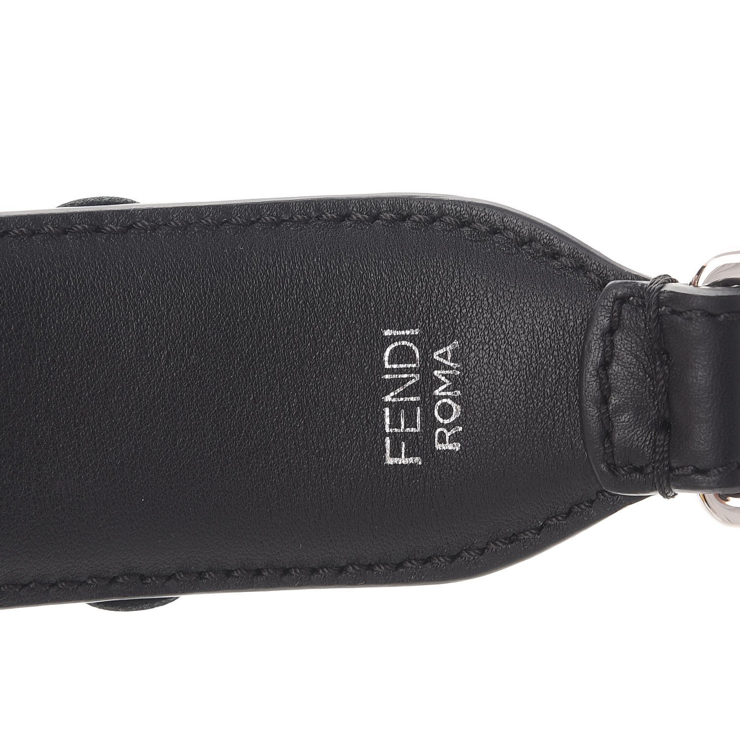 Fendi Vitello Dolce Nappa Patent Flowerland Studded Strap You Black 5 of 6