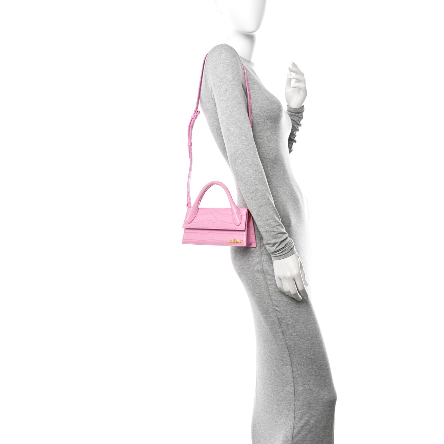 Calfskin Crocodile Embossed Le Chiquito Long Pink