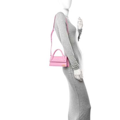 Jacquemus Calfskin Crocodile Embossed Le Chiquito Long Pink 2 of 10