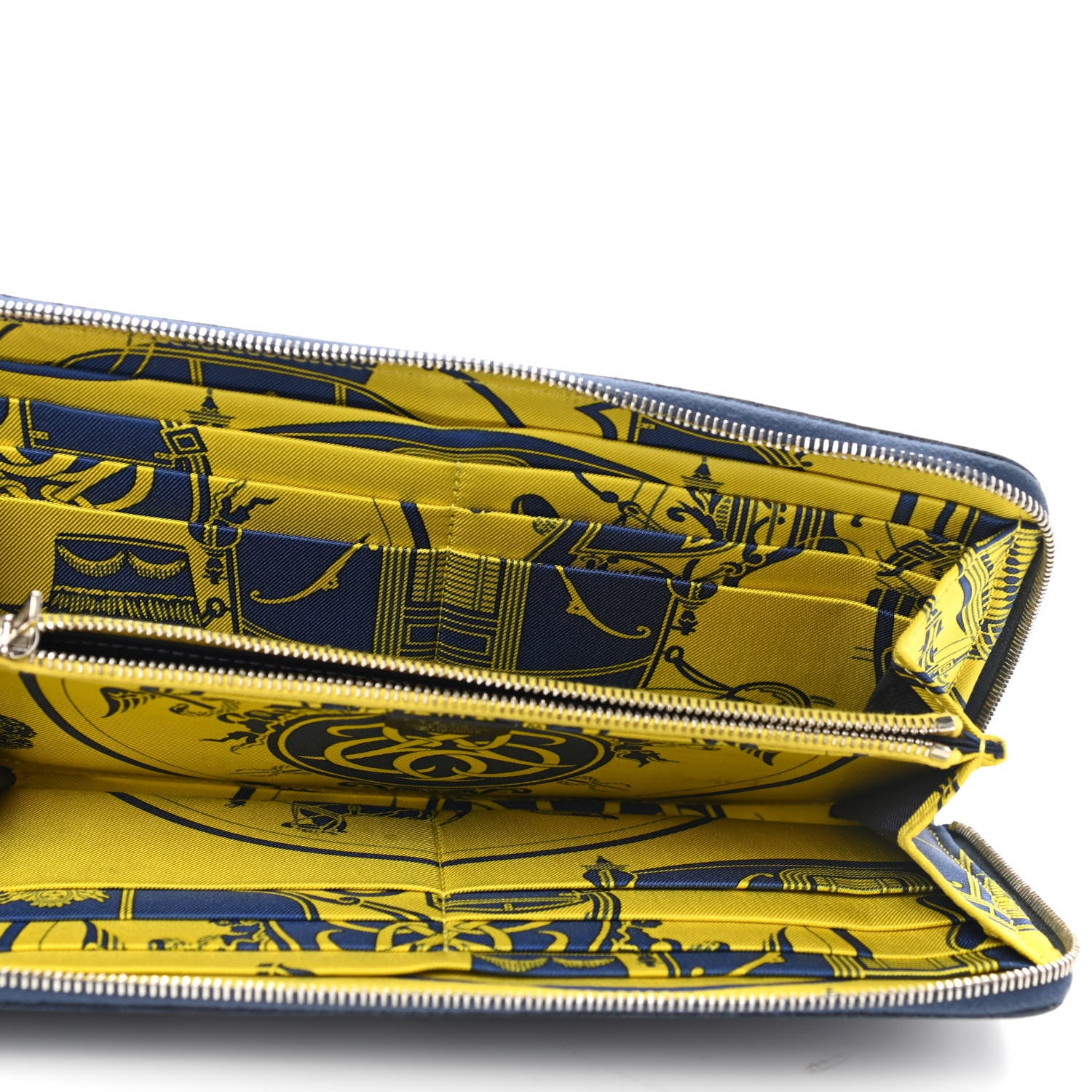 Hermes Epsom Silk'In Wallet Bleu Saphir Fauve Lime 5 of 9