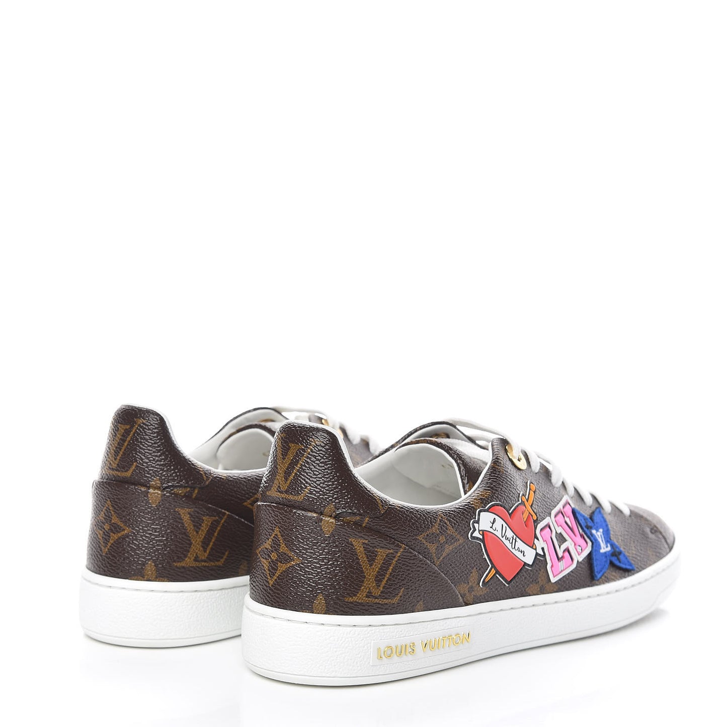 Calfskin Monogram LV Black Heart Sneakers 37 Cacao