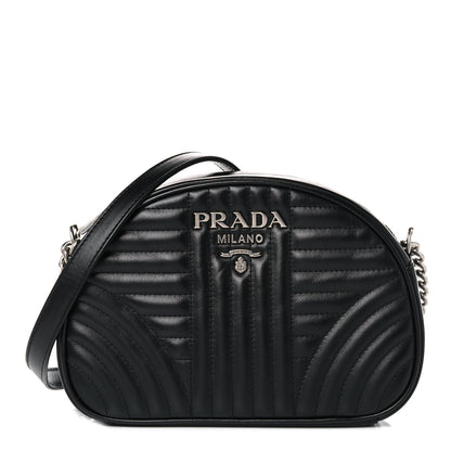 Prada Soft Calfskin Impunture Diagramme Dome Crossbody Bag Black 1 of 9