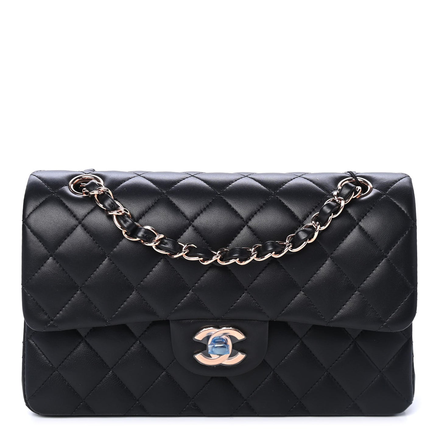 Lambskin Quilted Small Double Flap Black