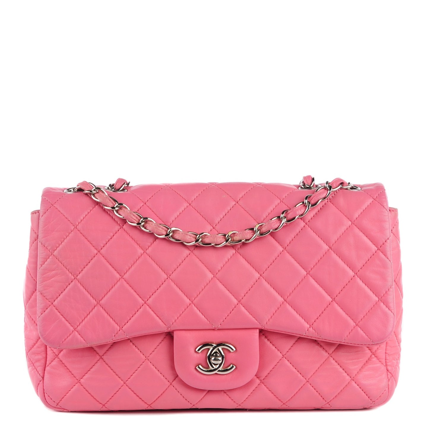 Lambskin Quilted Jumbo Single Flap Pink