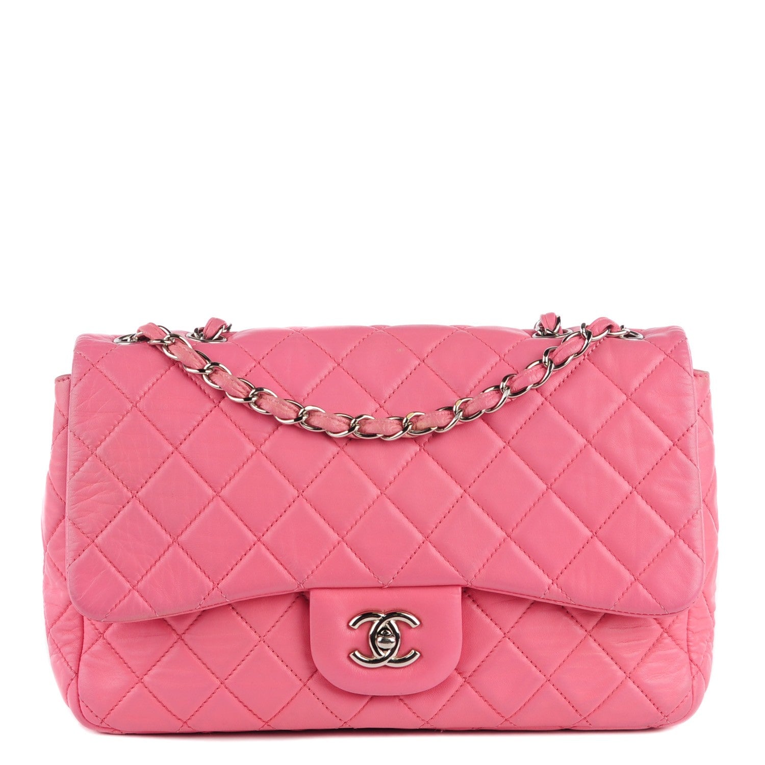 Chanel Lambskin Quilted Jumbo Single Flap Pink 1 of 9