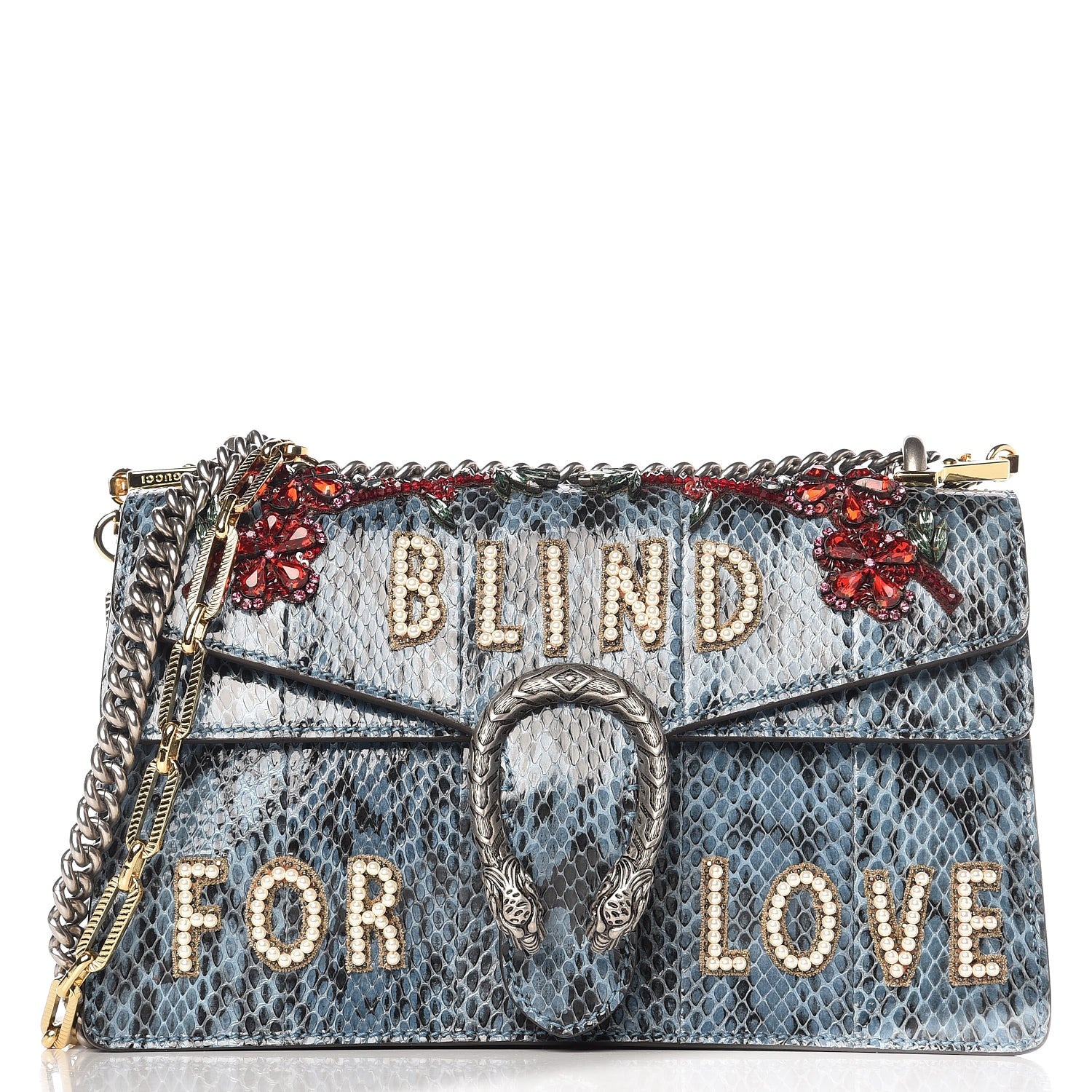 Gucci Snakeskin Blind For Love Embroidered Small Dionysus Shoulder Bag Ultramarine Multicolor 1 of 7