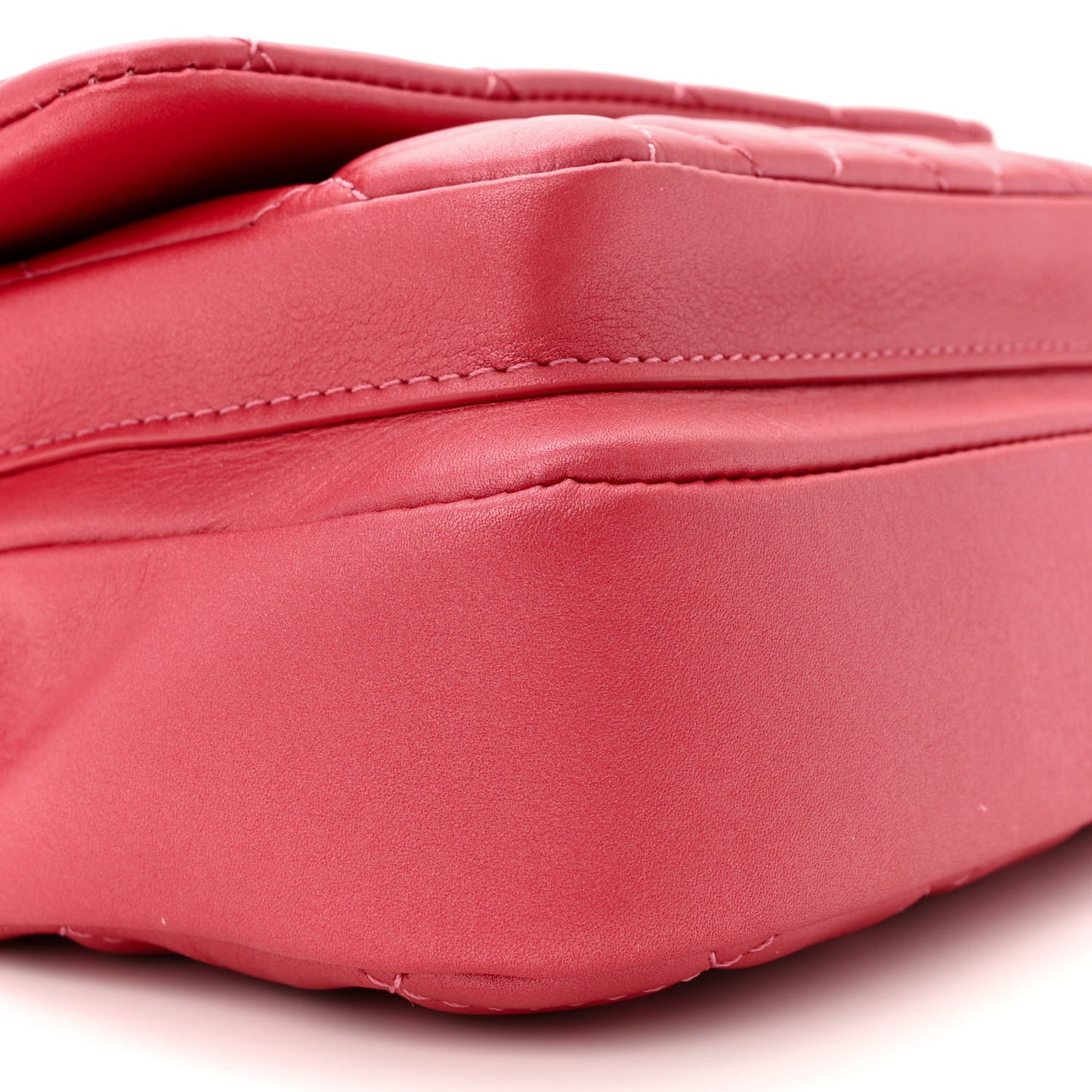 Metallic Calfskin Quilted Top Handle Flap Dark Pink