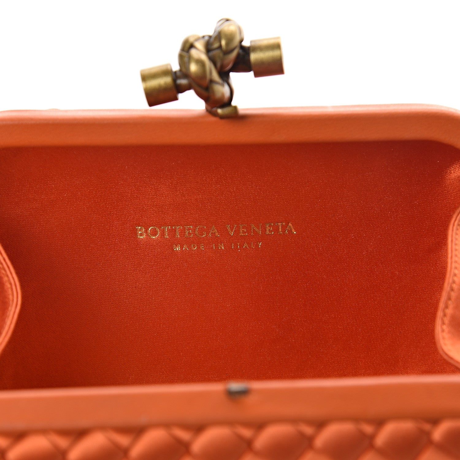 Bottega Veneta Satin Intreccio Knot Clutch Orange 5 of 7