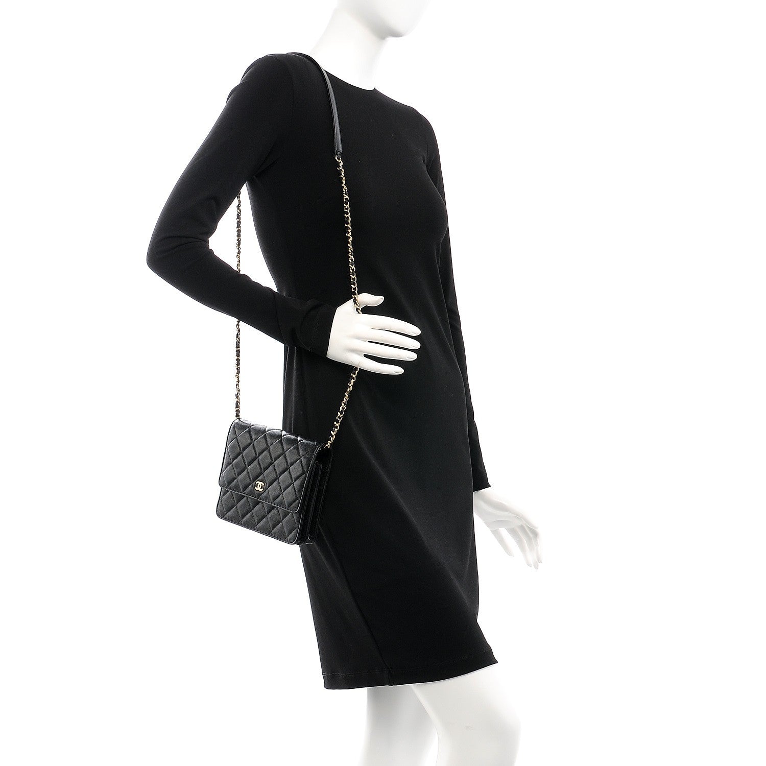 Chanel Caviar Quilted Square Wallet On Chain WOC Black 2 of 9