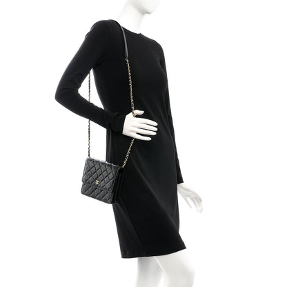 Chanel Caviar Quilted Square Wallet On Chain WOC Black 2 of 9