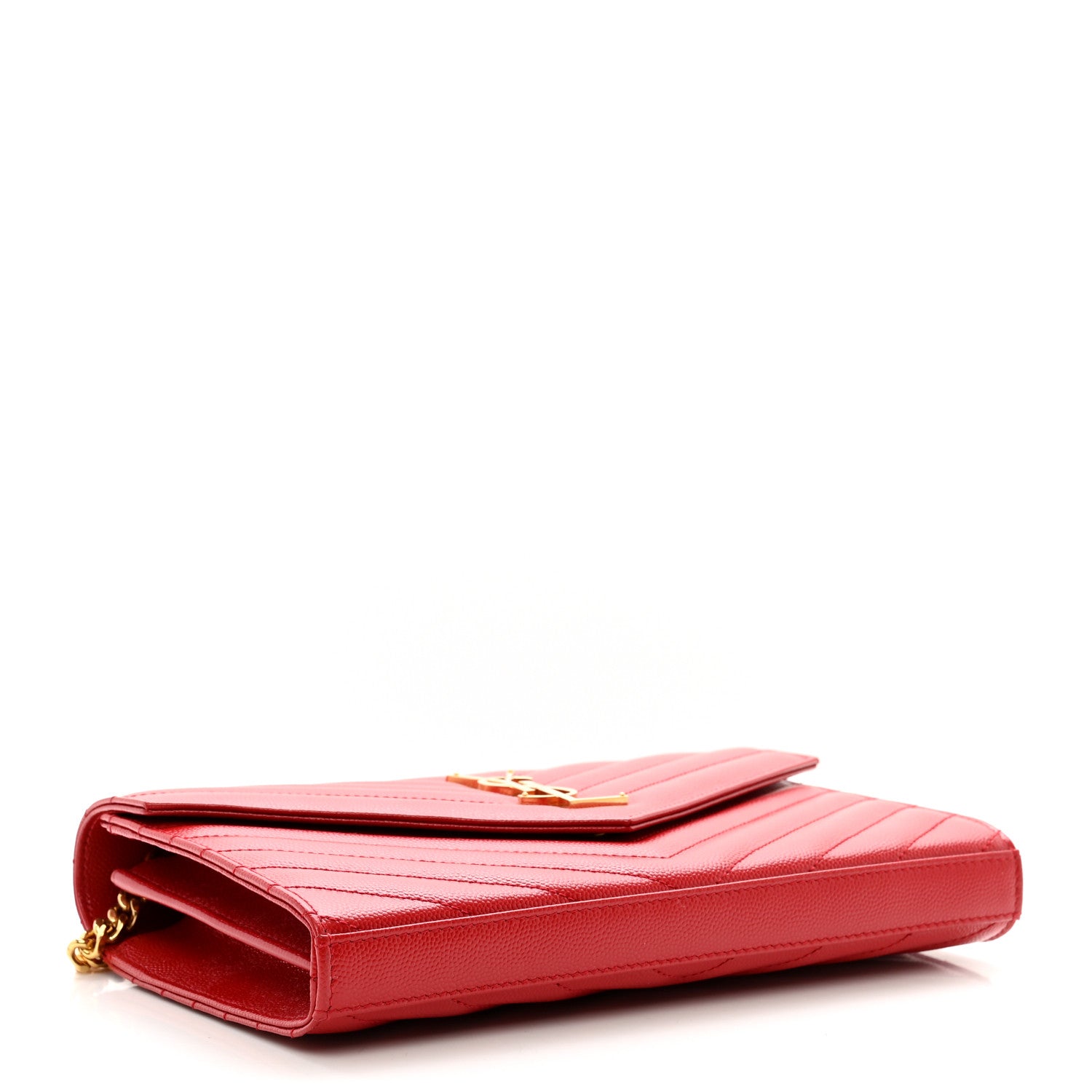 Saint Laurent Grain De Poudre Matelasse Chevron Monogram Chain Wallet 4 of 8