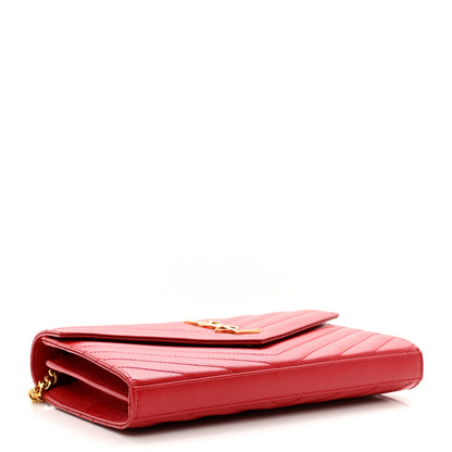 Saint Laurent Grain De Poudre Matelasse Chevron Monogram Chain Wallet 4 of 8