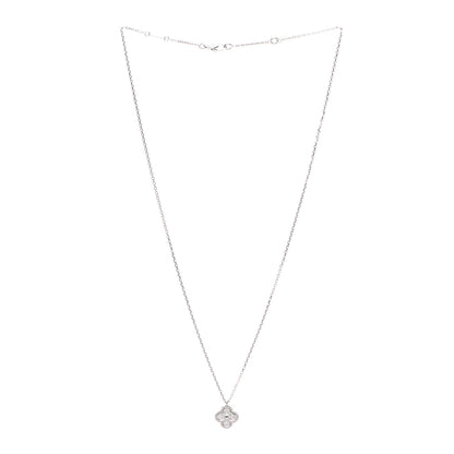 Van Cleef & Arpels 18K White Gold Diamond Sweet Alhambra Pendant Necklace 3 of 6