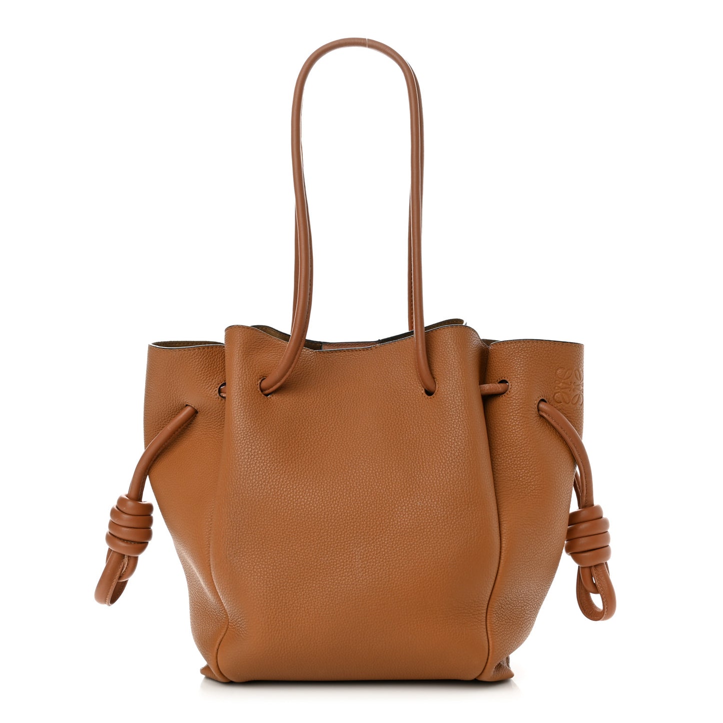Calfskin Small Flamenco Knot Bag Caramel