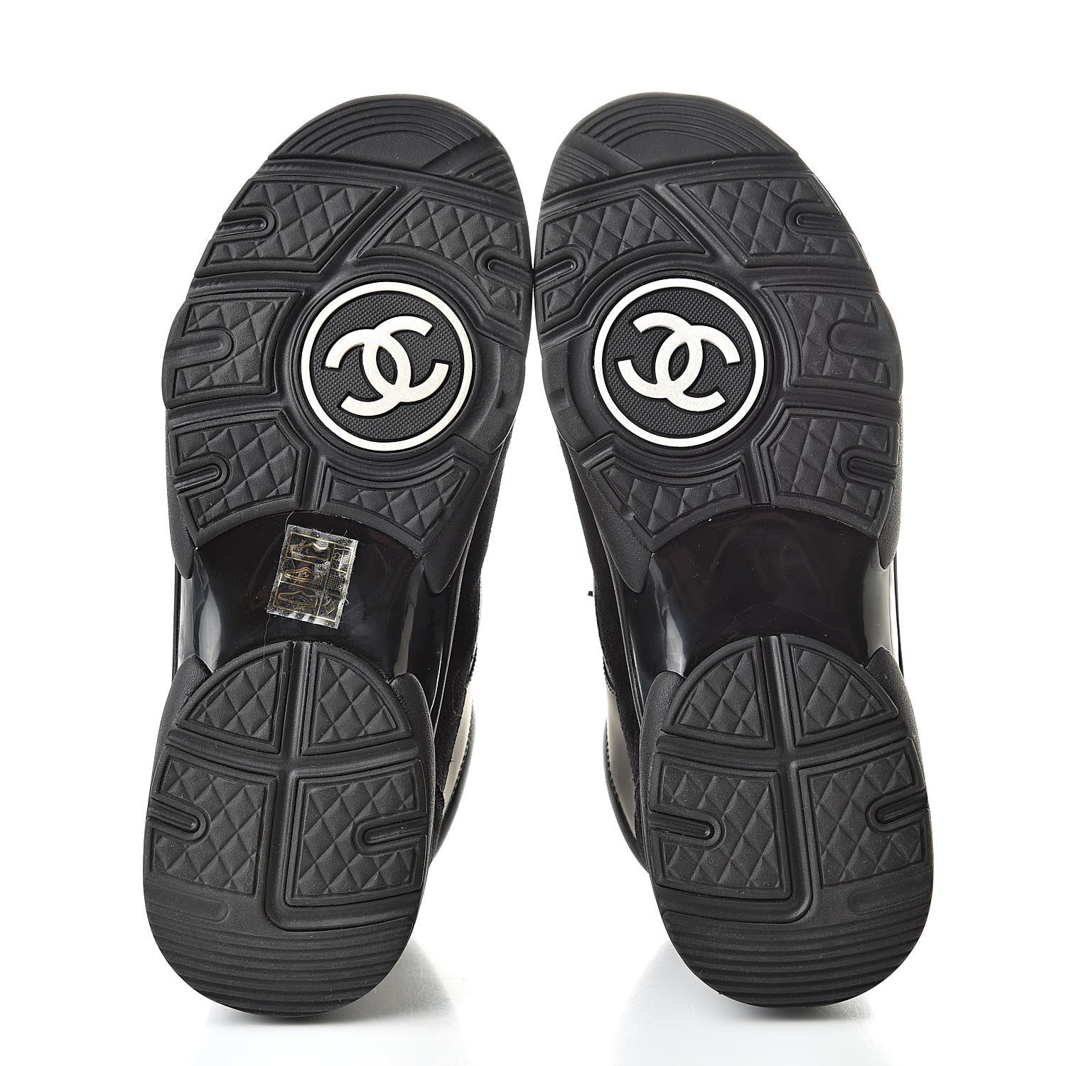 Chanel Toile Suede Calfskin CC Sneakers 36.5 Black 5 of 7