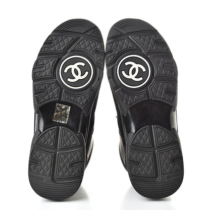 Chanel Toile Suede Calfskin CC Sneakers 36.5 Black 5 of 7