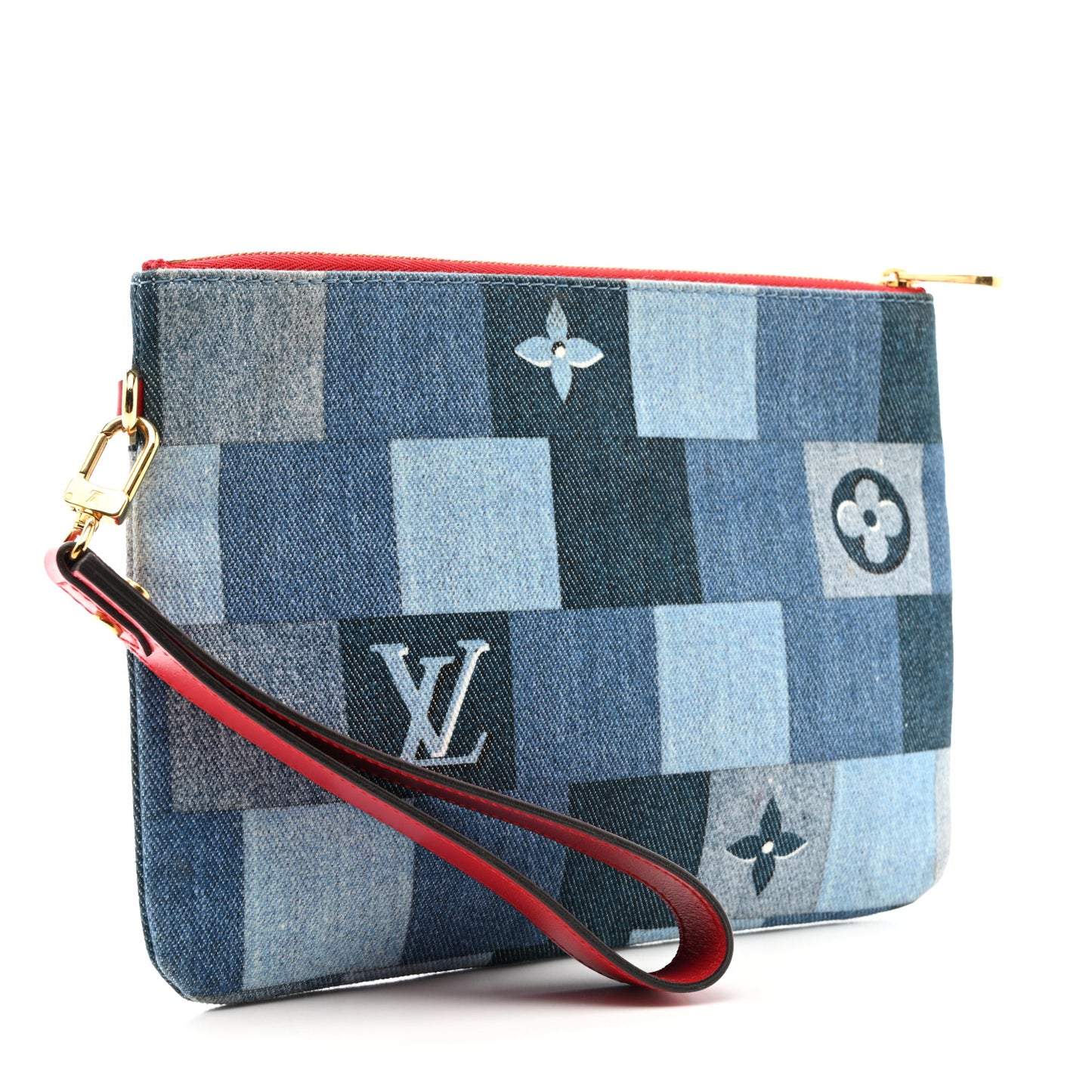 Denim Monogram Patchwork City Pouch Blue Rouge