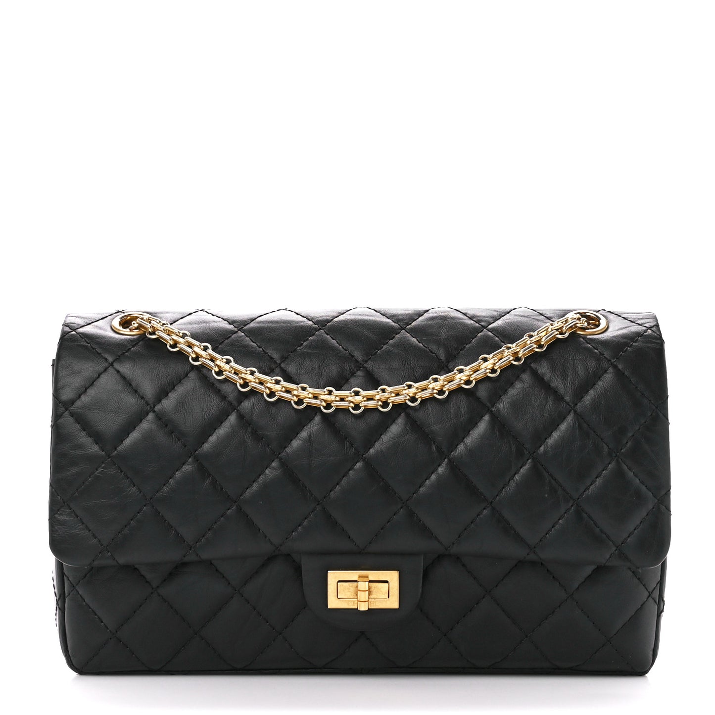 Aged Calfskin Quilted 2.55 Reissue 226 Flap Black