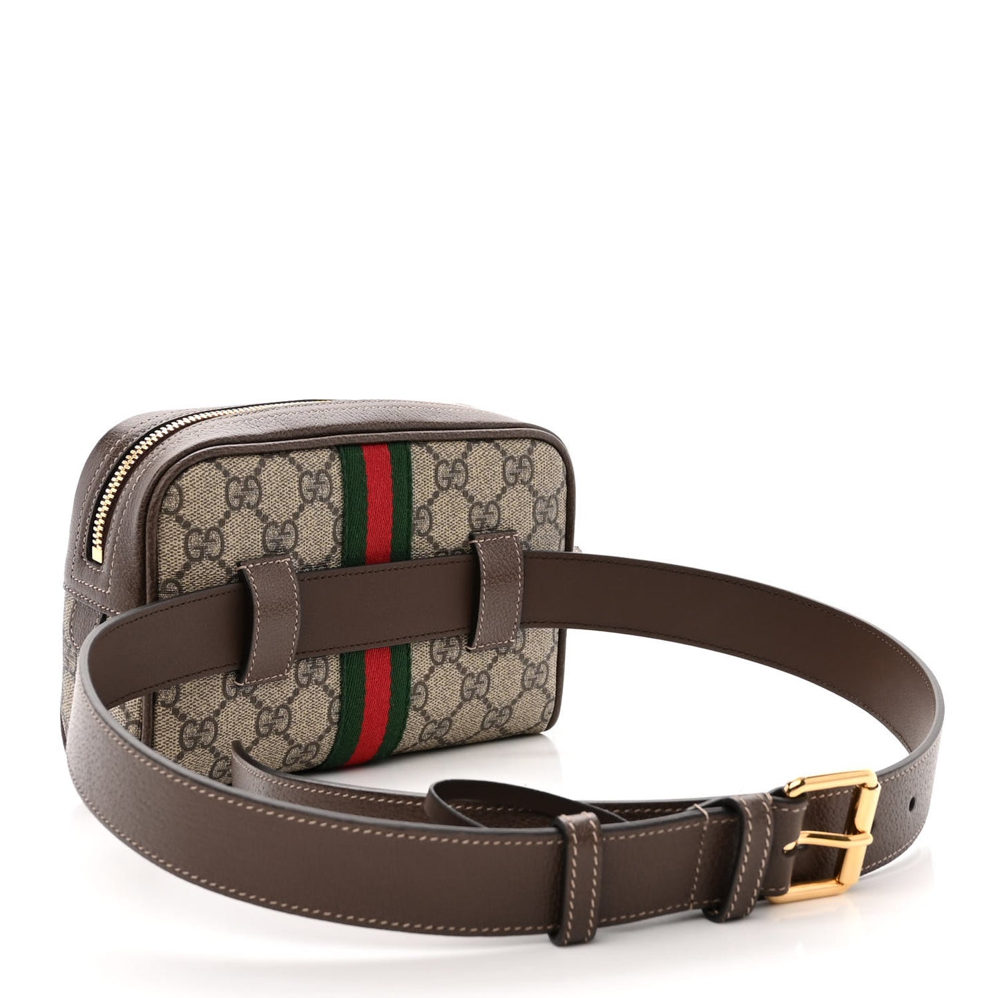 GG Supreme Monogram Web Small Ophidia Belt Bag 85 34 Dark Brown