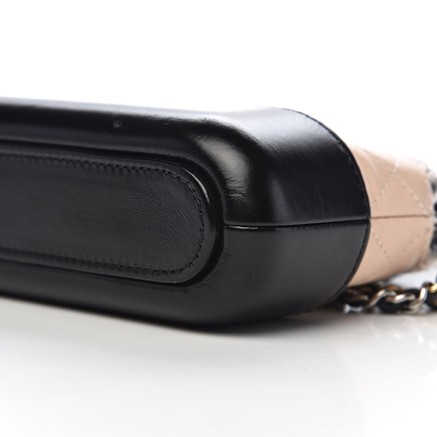 Chanel Aged Calfskin Quilted Small Gabrielle Clutch With Chain Beige Black 11 of 15