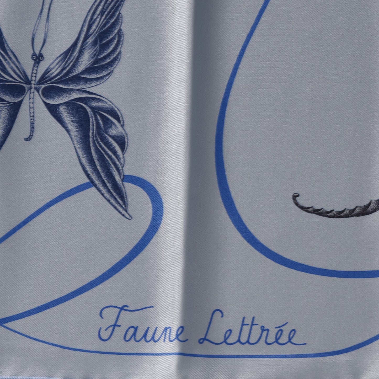 Silk Faune Lettree Scarf 90 Lagon Myosotis Multicolore