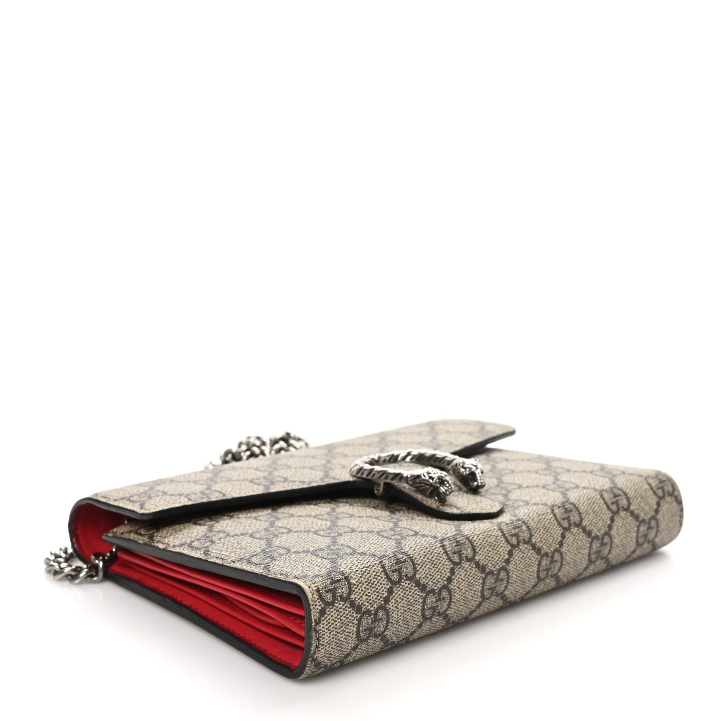GG Supreme Monogram Mini Dionysus Chain Wallet Beige Vulcanic Red