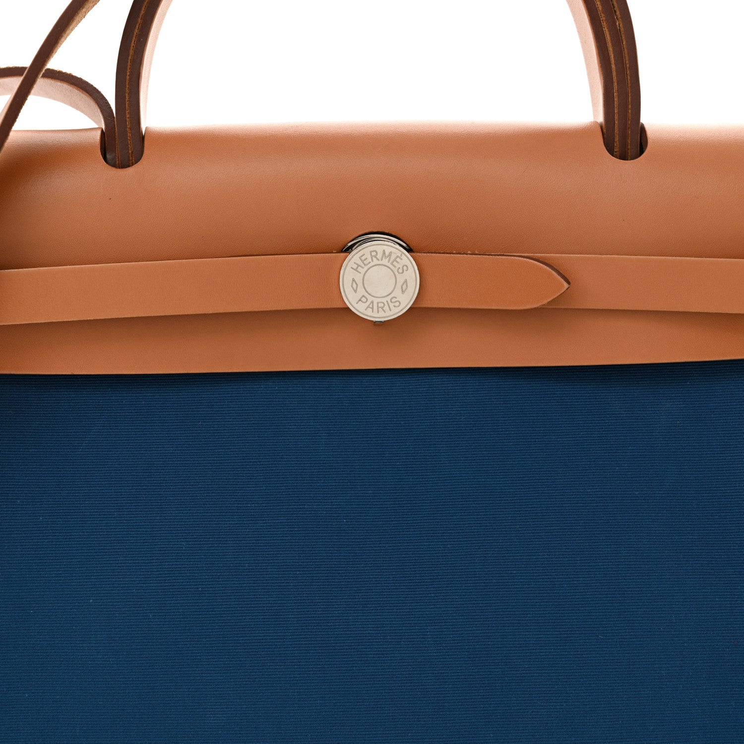 Hermes Vache Hunter Toile Herbag Zip 31 PM Bleu Natural 9 of 11