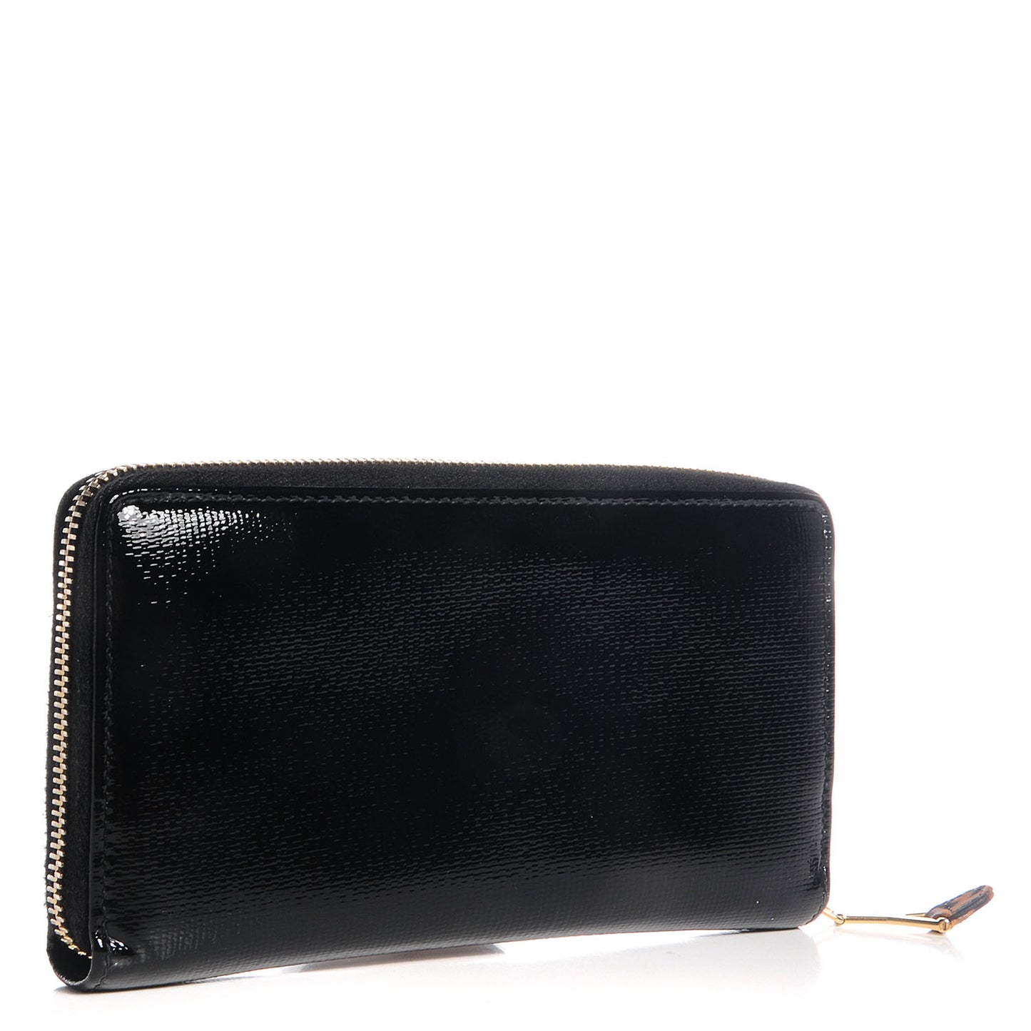 Patent Textured Leopard ChYc Zip Around Wallet Black