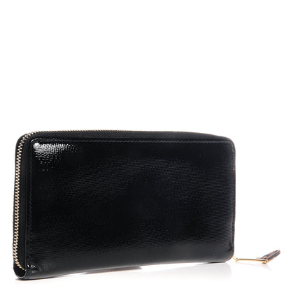 Saint Laurent Patent Textured Leopard ChYc Zip Around Wallet Black 3 of 8