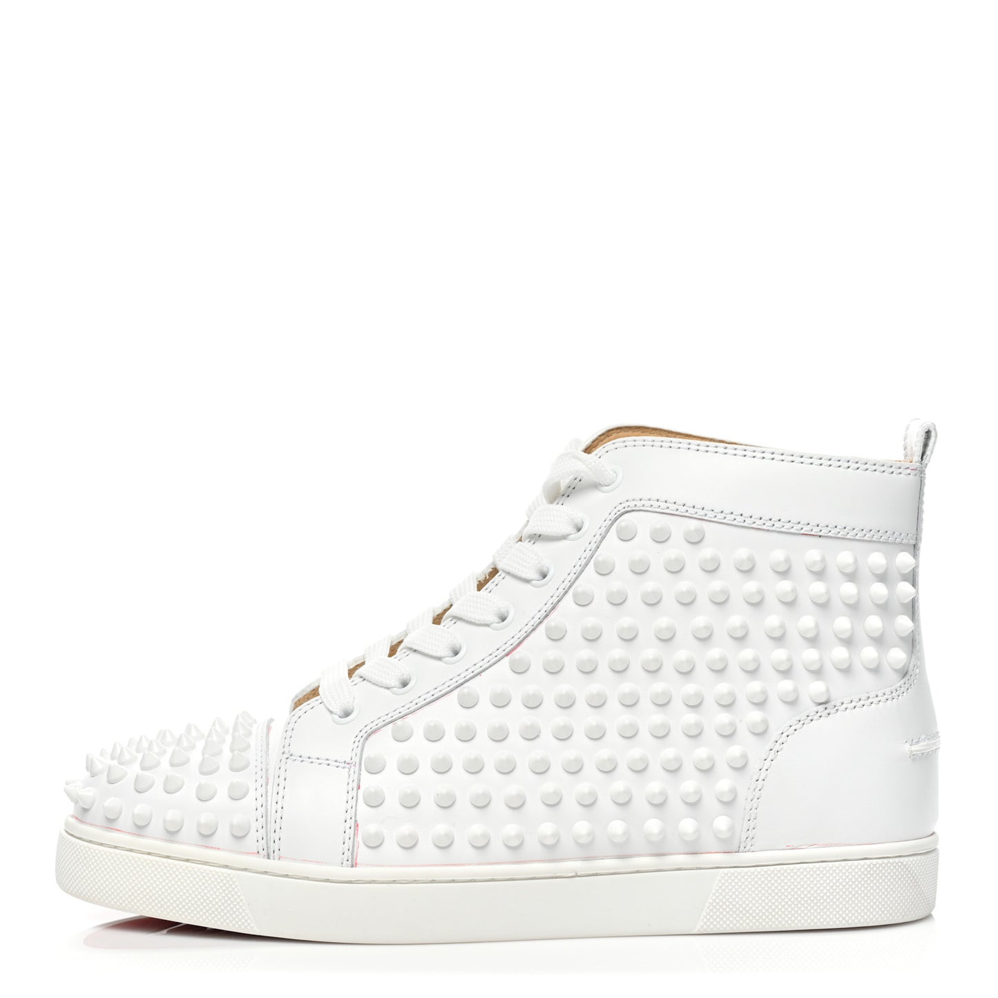 Calfskin Womens Louis Spikes Flat Sneakers 39.5 White