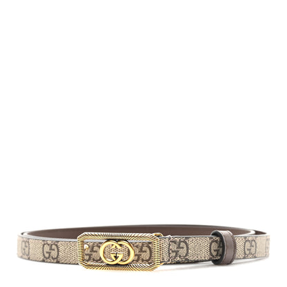 Gucci GG Supreme Monogram Plutone Calfskin Interlocking G 15mm Belt 100 40 Beige Ebony New Acero 1 of 4