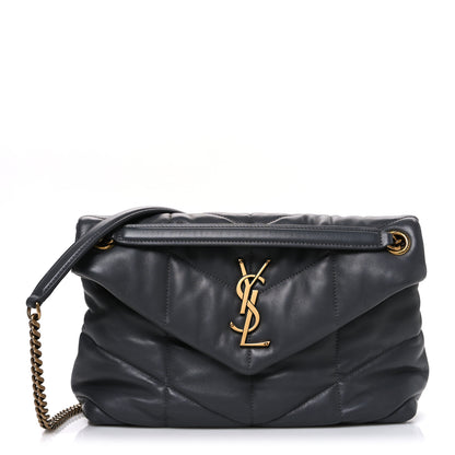 Saint Laurent Lambskin Quilted Small Loulou Puffer Monogram Chain Satchel Storm 1 of 10