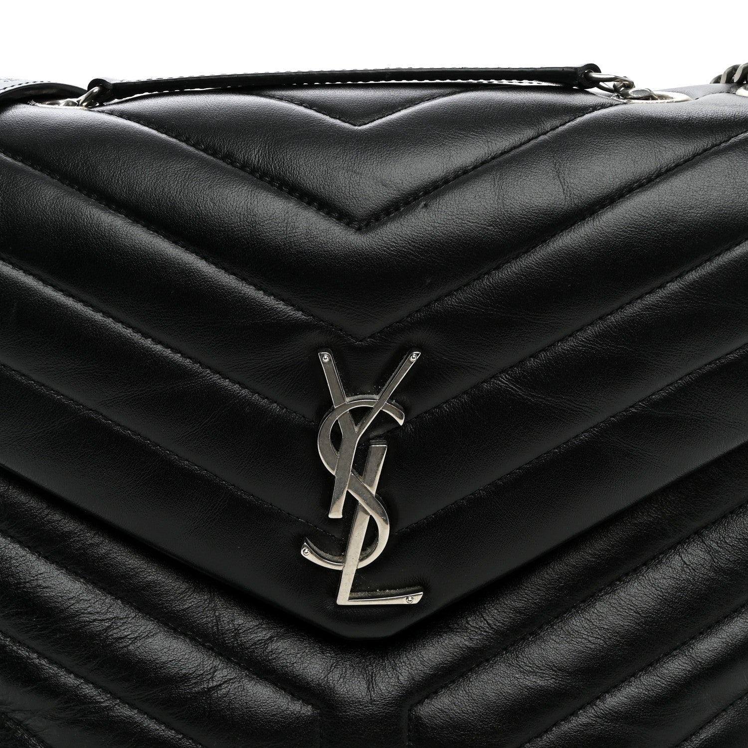 Saint Laurent Calfskin Y Quilted Monogram Medium Loulou Chain Satchel Black 9 of 11