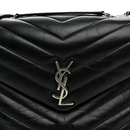 Saint Laurent Calfskin Y Quilted Monogram Medium Loulou Chain Satchel Black 9 of 11