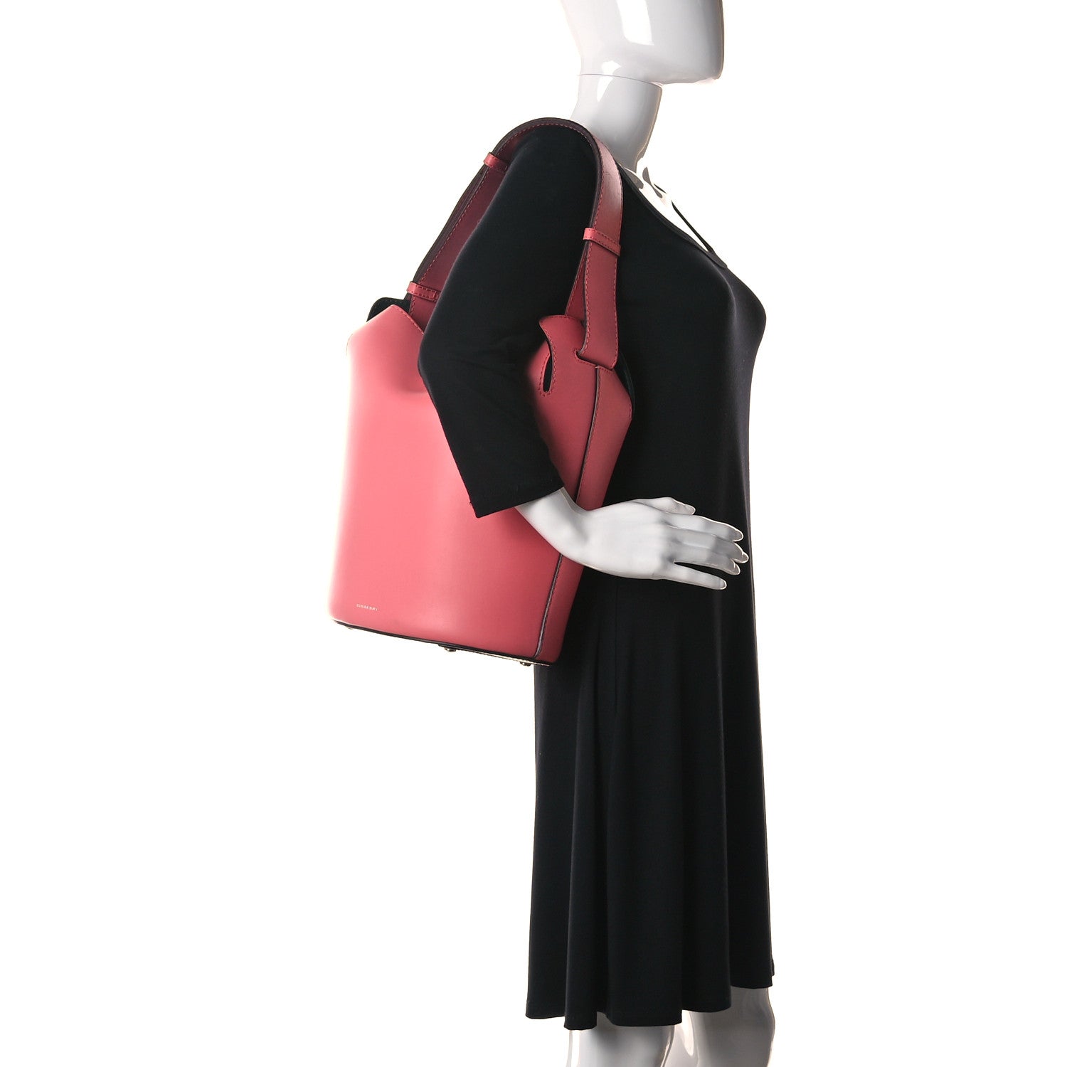 Burberry Supple Calfskin Medium Bucket Coral Pink 2 of 10