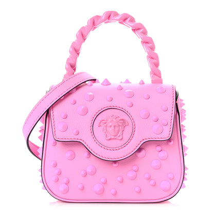 Versace Grained Calfskin Spiked Micro La Medusa Bag Pink Paradise 1 of 8
