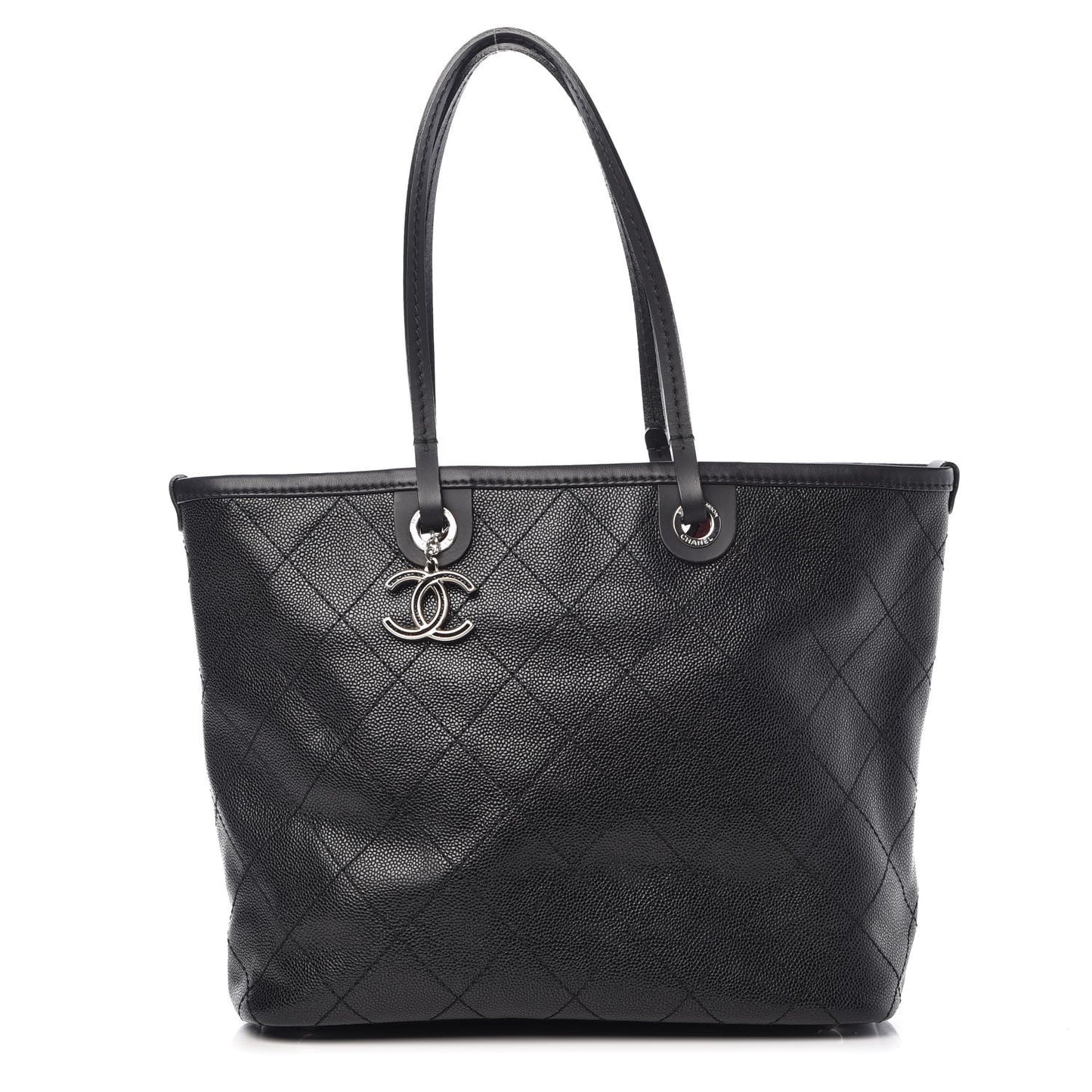 Grained Calfskin Shopping Fever Tote Black