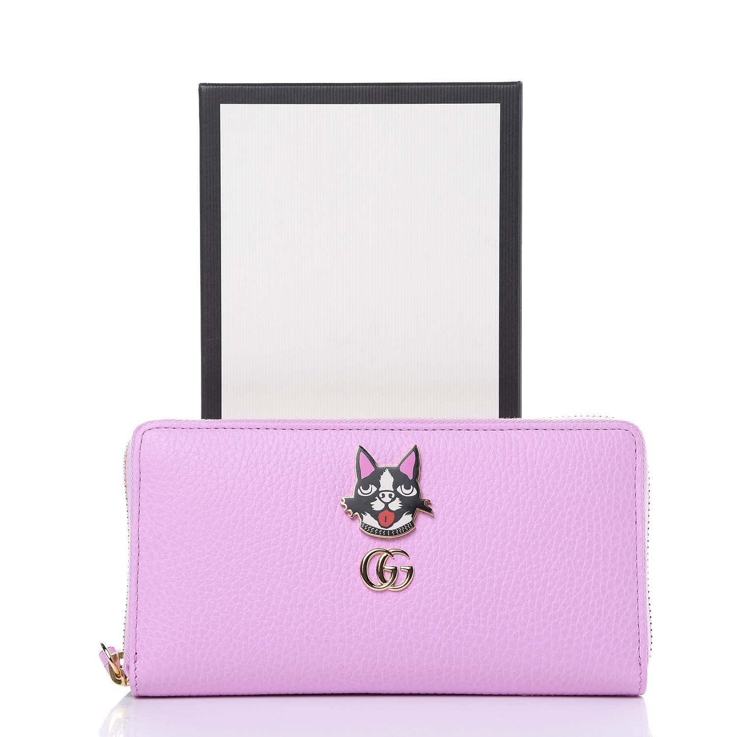 Gucci Dollar Calfskin GG Marmont Bosco Zip Around Wallet Malva 7 of 7