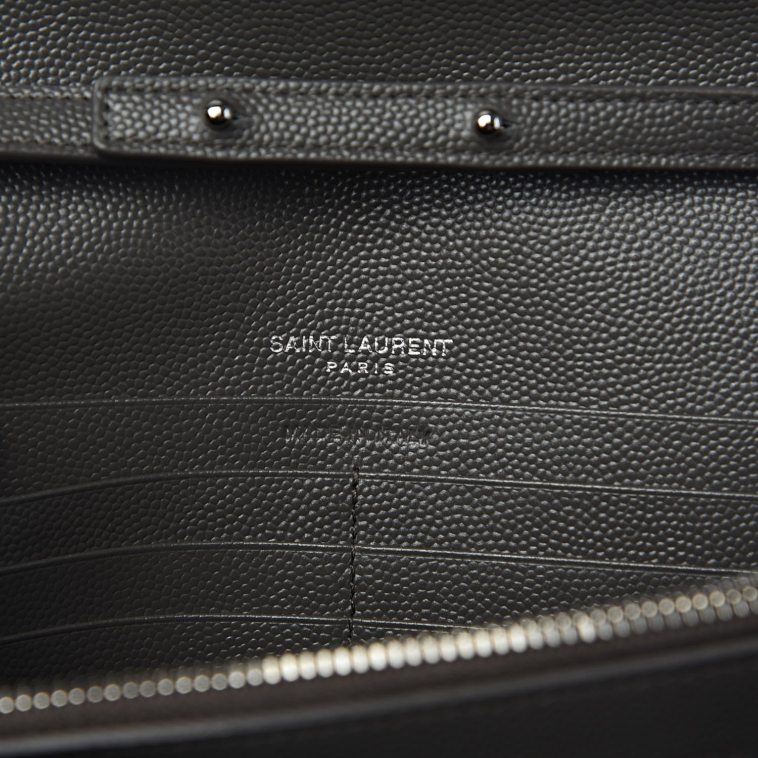 Saint Laurent Grain De Poudre Matelasse Chevron Monogram Chain Wallet Earth 6 of 10