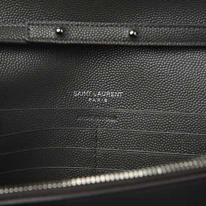 Saint Laurent Grain De Poudre Matelasse Chevron Monogram Chain Wallet Earth 6 of 10
