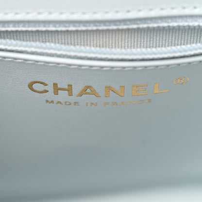 Chanel Shiny Aged Calfskin Quilted Nano Kelly Shopper Light Blue 6 of 12