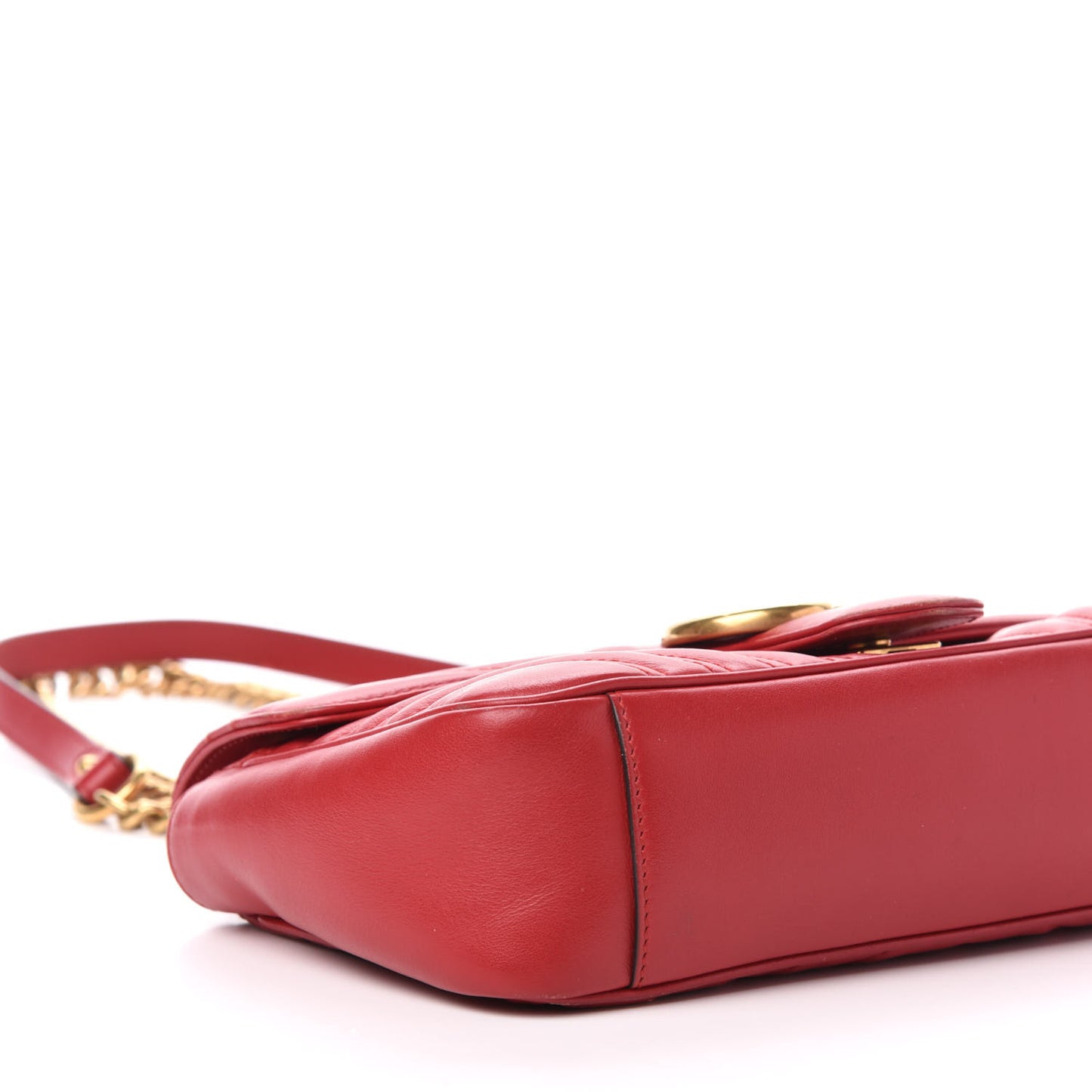 Calfskin Matelasse Small GG Marmont Shoulder Bag Hibiscus Red