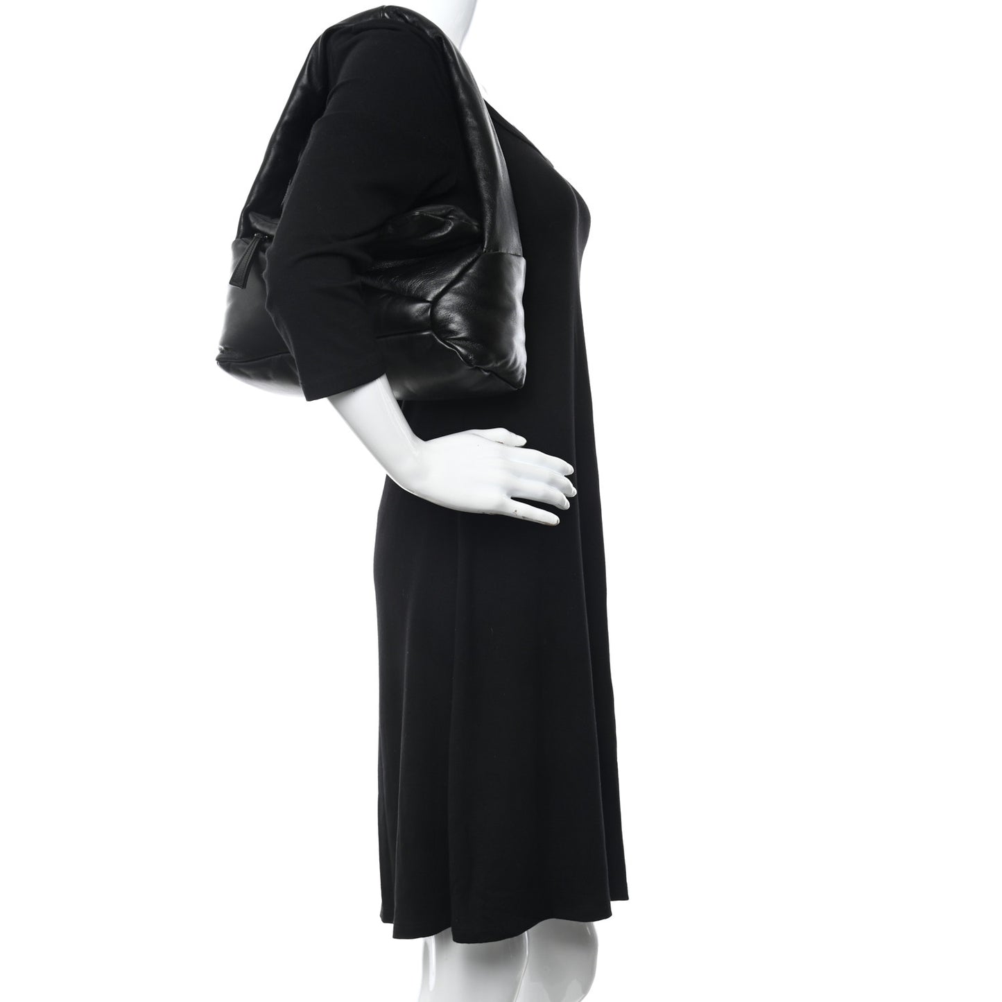 Shiny Nappa Puffer Puzzle Hobo Black