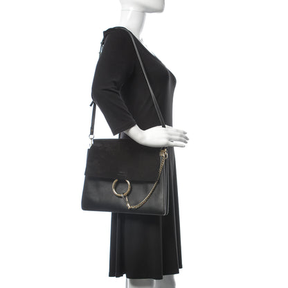 Chloe Suede Calfskin Medium Faye Shoulder Bag Black 2 of 6