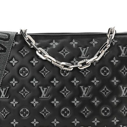 Louis Vuitton Lambskin Embossed Monogram Coussin MM Black Gray 9 of 11