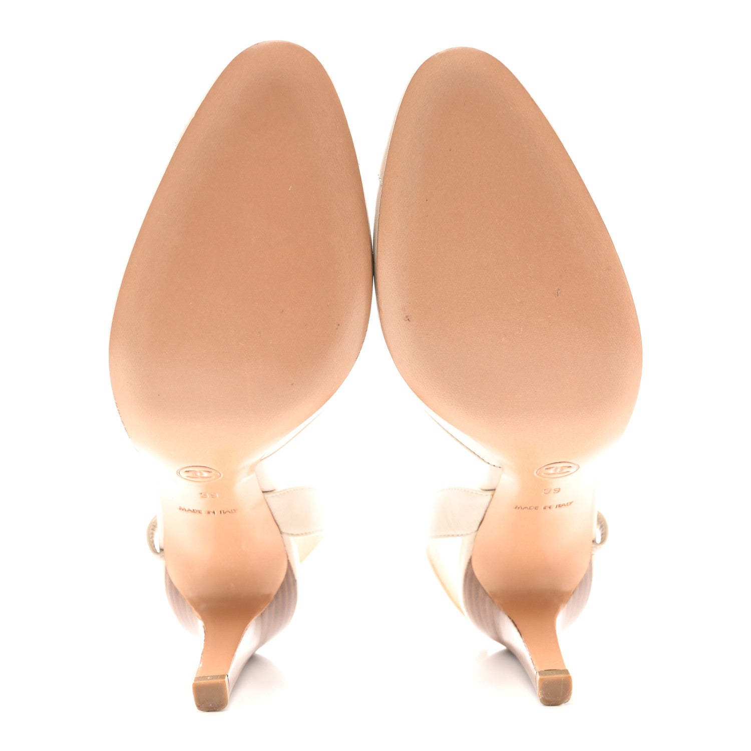 Chanel Lambskin Cap Toe Bow Slingback Pumps 39 Beige 5 of 10