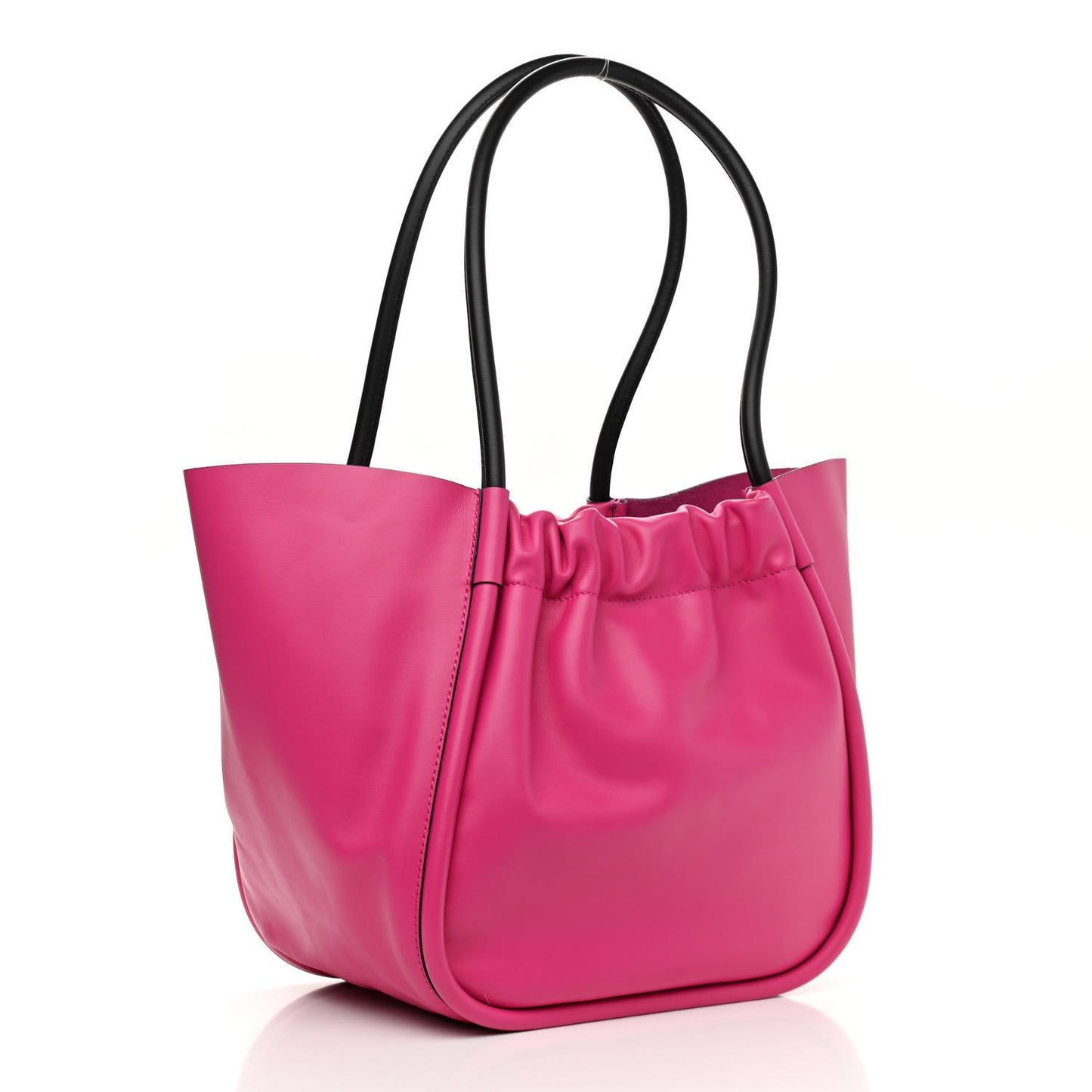 Calfskin Large Ruched Tote Fuschia