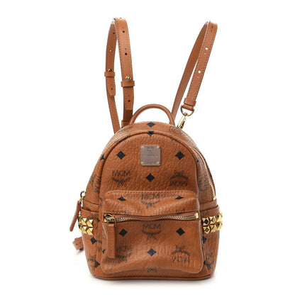 MCM Visetos Side Stud X-Mini Stark Bebe Boo Backpack Cognac 1 of 8